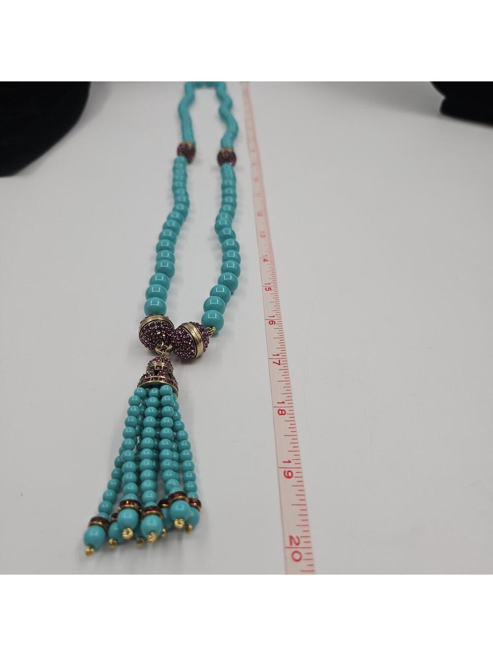 Heidi Daus Endless Possibility Turquoise Pink Crystal Convertible Tassel Necklac - Picture 7 of 9